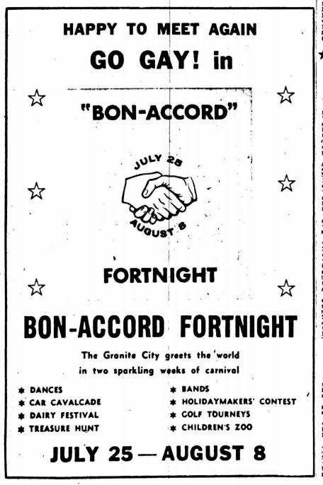 An advertisement for Bon-accord fortnight that was featured in The Press and Journal