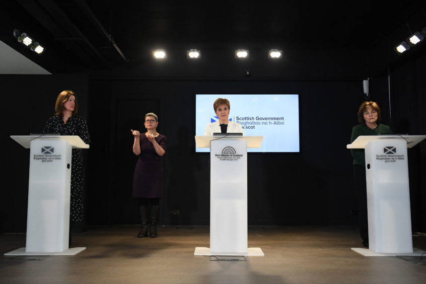 Chief Medical Officer Dr Catherine Calderwood, Scotland's First Minister Nicola Sturgeon and Scotland's Health Secretary Jeane Freeman.