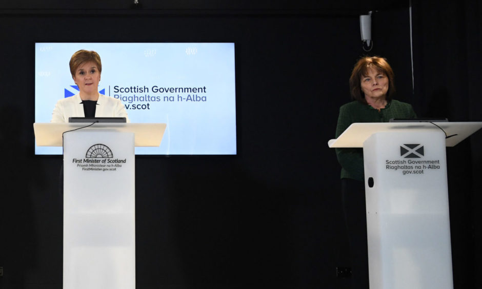 Chief Medical Officer Dr Catherine Calderwood, Scotland's First Minister Nicola Sturgeon and Scotland's Health Secretary Jeane Freeman.