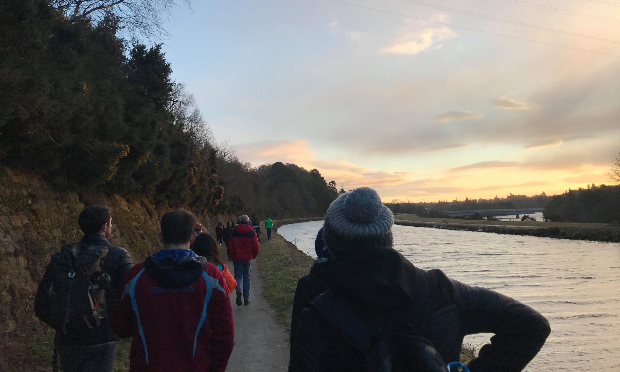 Around 55 gathered to undertake the walk along the Caledonian Canal. Photo by Megan Grant