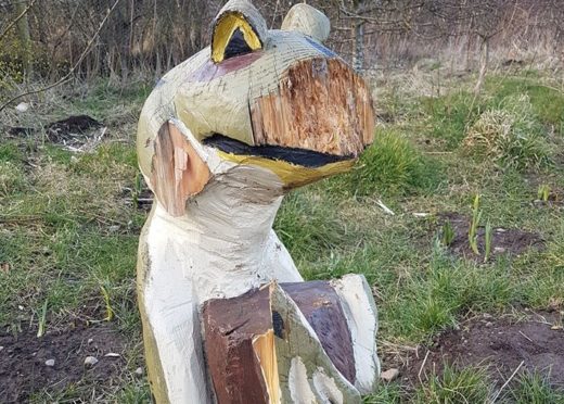 Mr Frog, a kindly Portlethen wooden sculpture, has had his “arms hacked off” and “face gouged out” in a vicious and, seemingly, unprovoked attack.