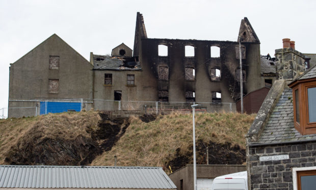 The Commercial Street building in Macduff destroyed by fire.