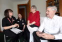 Community safety advocate Jennifer Forsyth along with station commander Craig Shand, visited new residents at Hanover Court, Inverurie, Joan and George Rae to offer advice.    

Picture by Kami Thomson