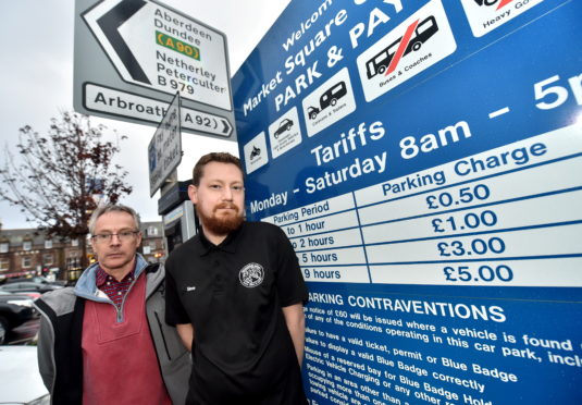 Ian Philip of Alybali and Steve McQueen of Fountainhall Wines at Stonehaven car park.

Picture by Scott Baxter.