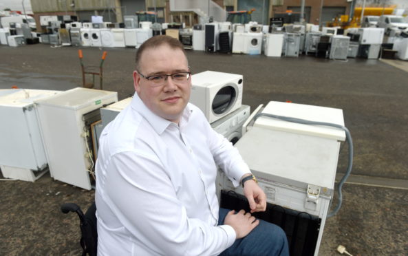 Councillor Andrew Jarvie photographed at the Inverness recycling centre.
Picture by Sandy McCook.