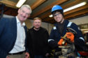 MSP Peter Chapman with apprentice engineer Daniel Mehigan and director Graeme Mackie during his visit to Bill Mackie Engineering LTD in Peterhead.
