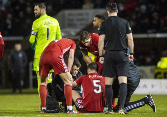 Scott McKenna picked up a hamstring injury against St Mirren in the 2-0 Scottish Cup win.