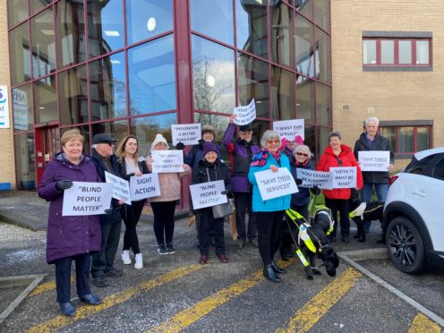 Highlands and Islands MSP Rhoda Grant joined the campaigners outside Assynt House last week