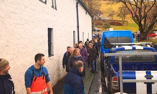 Locals gathered to propose the proposed cafe at Talisker Distillery yesterday.