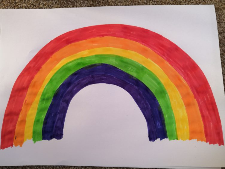 Two-year-old Evie from Elgin helped her mummy draw their rainbow picture