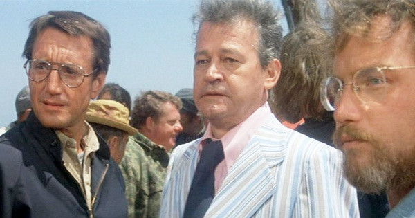 Mayor Vaughn, centre, in a scene from Jaws.