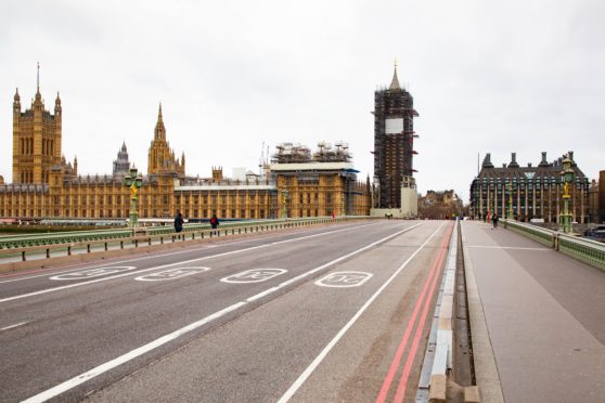 A near empty Westminster Bridge on Wednesday morning.