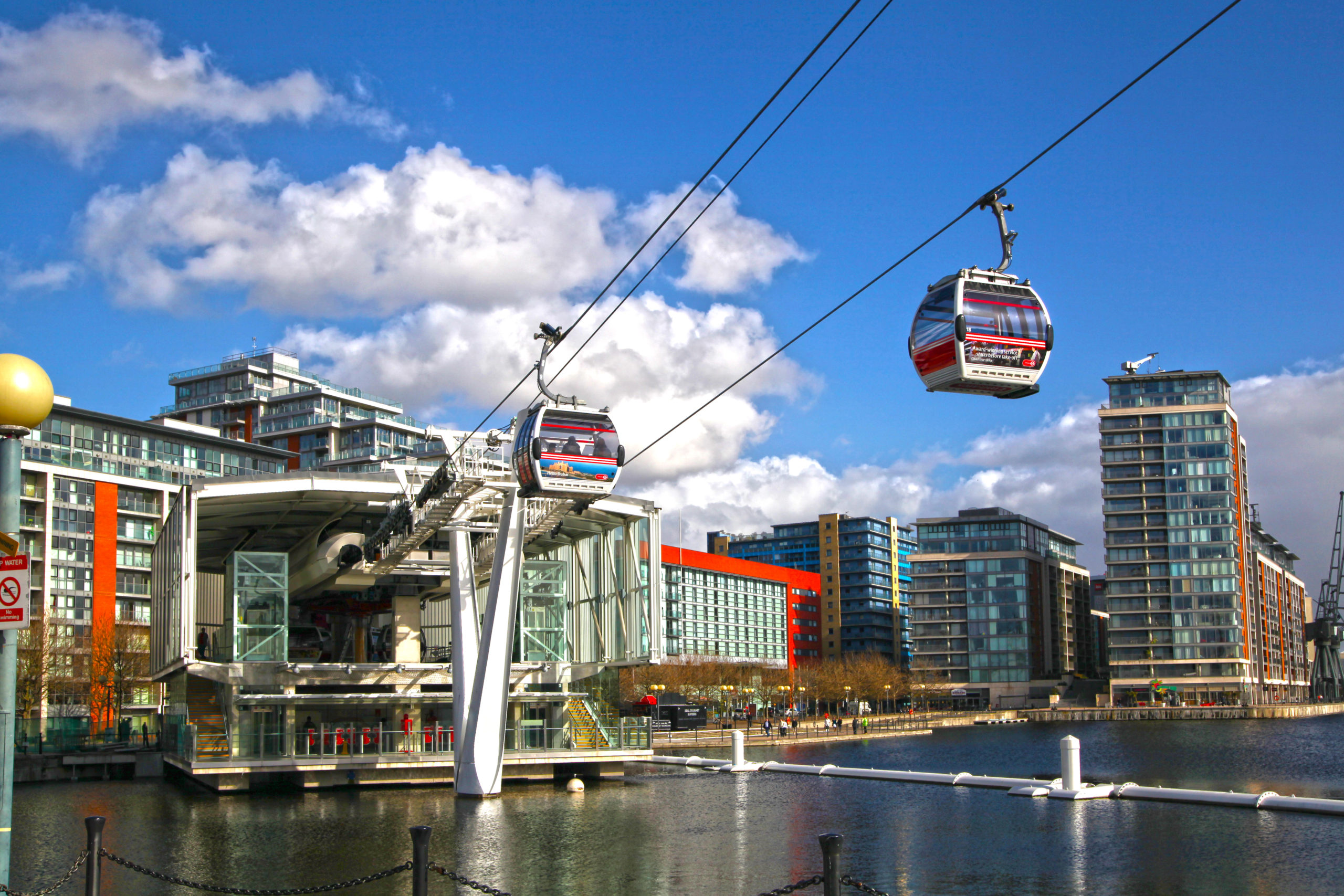 London's Cable car connecting Excel exhibition centre and O2 arena.
