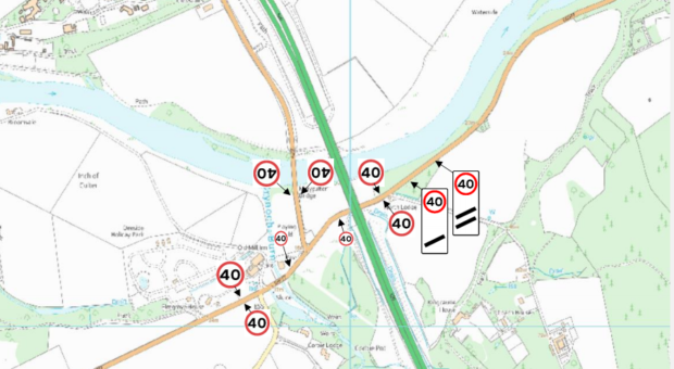 A map of the agreed new area for the lower speed limit on South Deeside Road