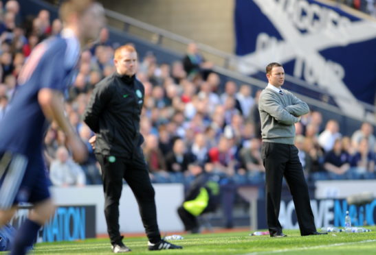 Celtic manager Neil Lennon and Ross County manager Derek Adams.