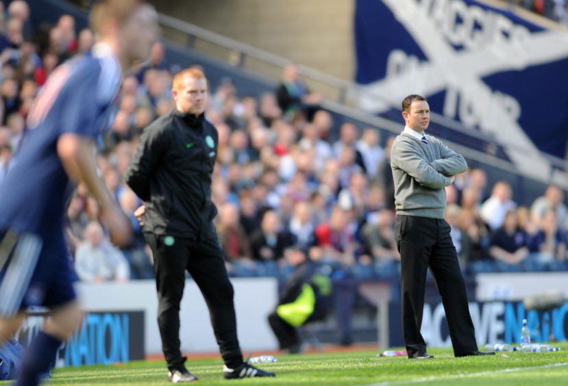 Celtic manager Neil Lennon and Ross County manager Derek Adams.