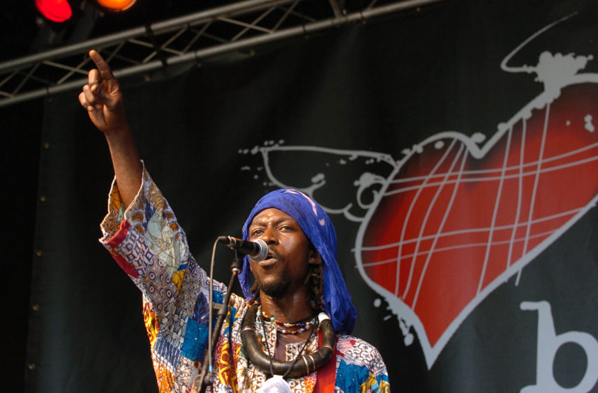 Senegalese singer Nuru Kane entertained the crowd with a Hendrix-esque performance. Picture by Andrew Duke.