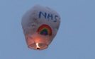 The NHS tribute was seen near Hopeman on the Moray Firth coast.