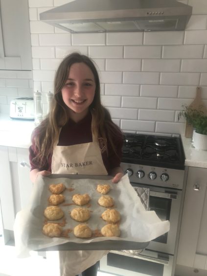 Star baker Abbie Menzies, 11, from Aberdeen, making our Cheesy Shapes which she says were ‘utterly delicious’