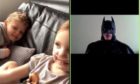 Allanah and Kieran video calling Batman
