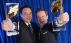 Ant and Dec show off their Royal Television Society Awards made by the Argyll firm which is now producing Personal Protection Equipment for frontline workers.