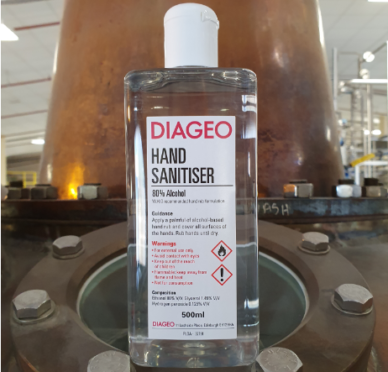 Hand sanitiser produced by the Diageo franchise.