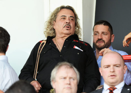 Former X-Factor contestant Wagner at a match between Hamilton and Dundee United.