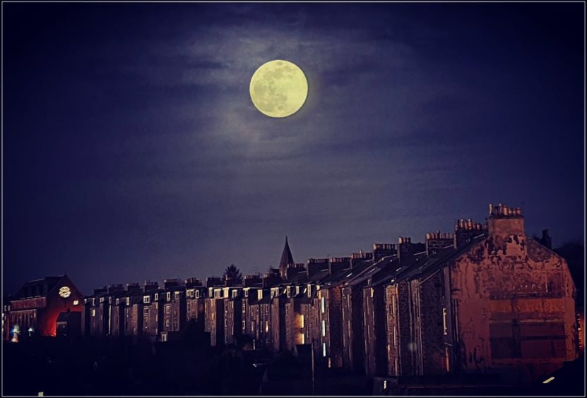 The moon overhanging Torry by David Esson.
