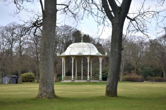 An empty band stand at the Duthie Park.