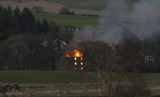 The building on fire in Montgarrie.
