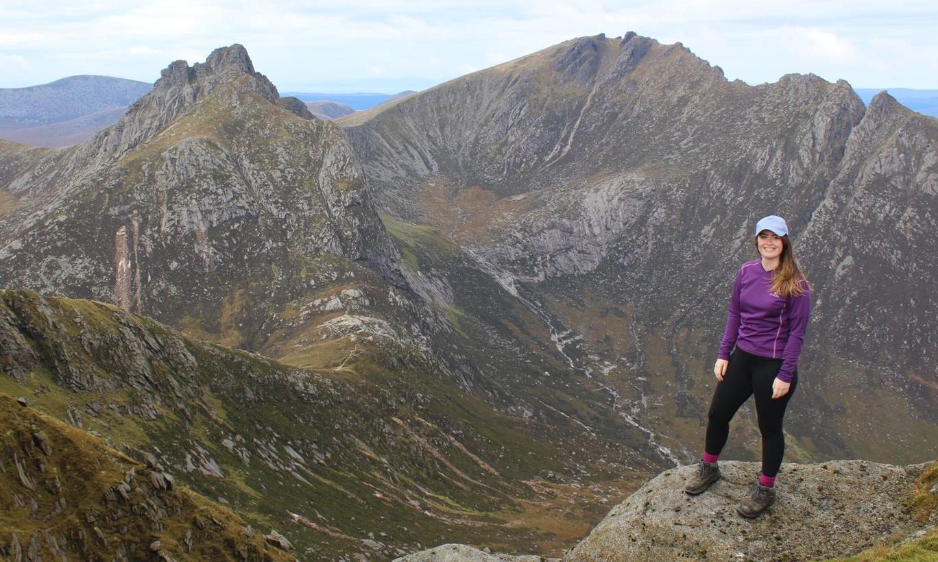 Grace O'Keeffe at the summit of Goatfell on the Isle of Arran.