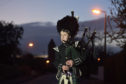 George Orchin (12), a piper in the Campbell College Pipe Band, plays Scotland the Brave outside his neighbour's house in East Belfast, Northern Ireland, during a second Thursday night of 'Clap for our Carers' as people across the country showed their appreciation for all NHS workers who are helping to fight the coronavirus. PA Photo. Picture date: Thursday April 2, 2020. George's neighbour, who is a healthcare worker, contacted him by putting a note through his door requesting that he walks down the street and pipes in support of healthcare workers in the street. Photo credit should read: Michael Cooper/PA Wire