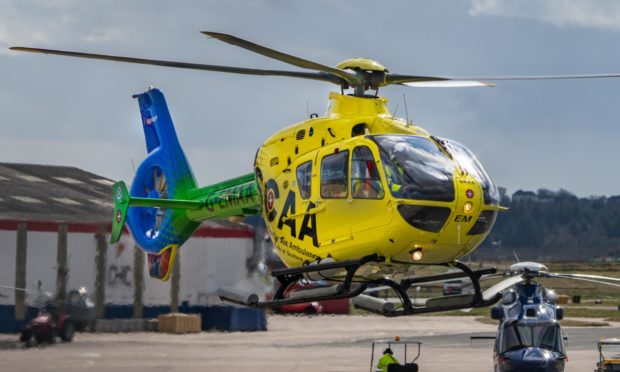 Helimed 79 at Aberdeen Airport on Friday 03 April 2020