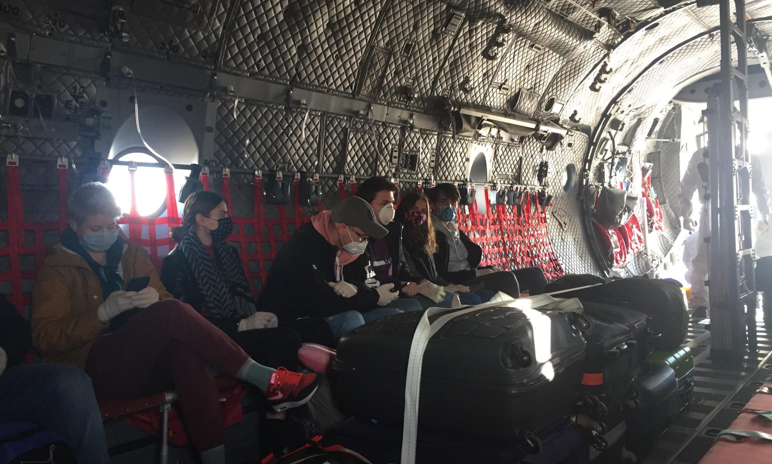 Students on the flight back to Slovakia