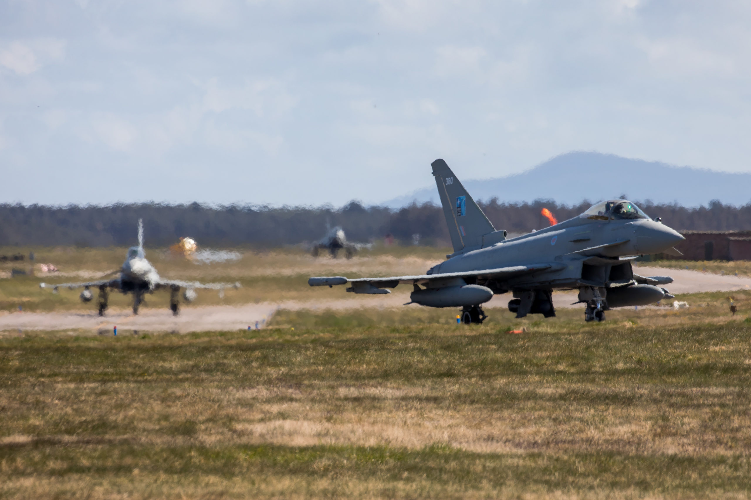 Typhoons departing RAF Lossiemouth for Lithuania.