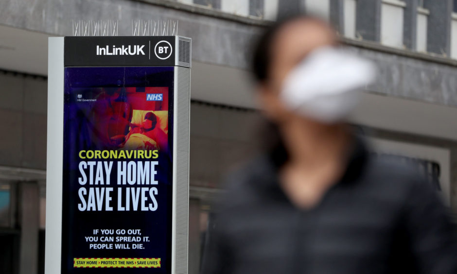 An NHS coronavirus sign in Glasgow as the UK continues in lockdown to help curb the spread of the coronavirus.