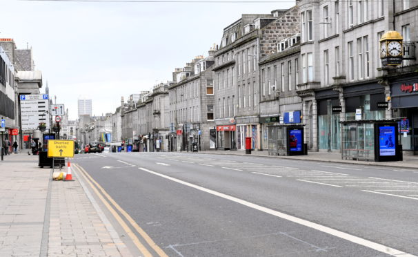 A deserted Union Street in Aberdeen. It has been claimed allowing a certain section of the population out of lockdown would benefit the economy.