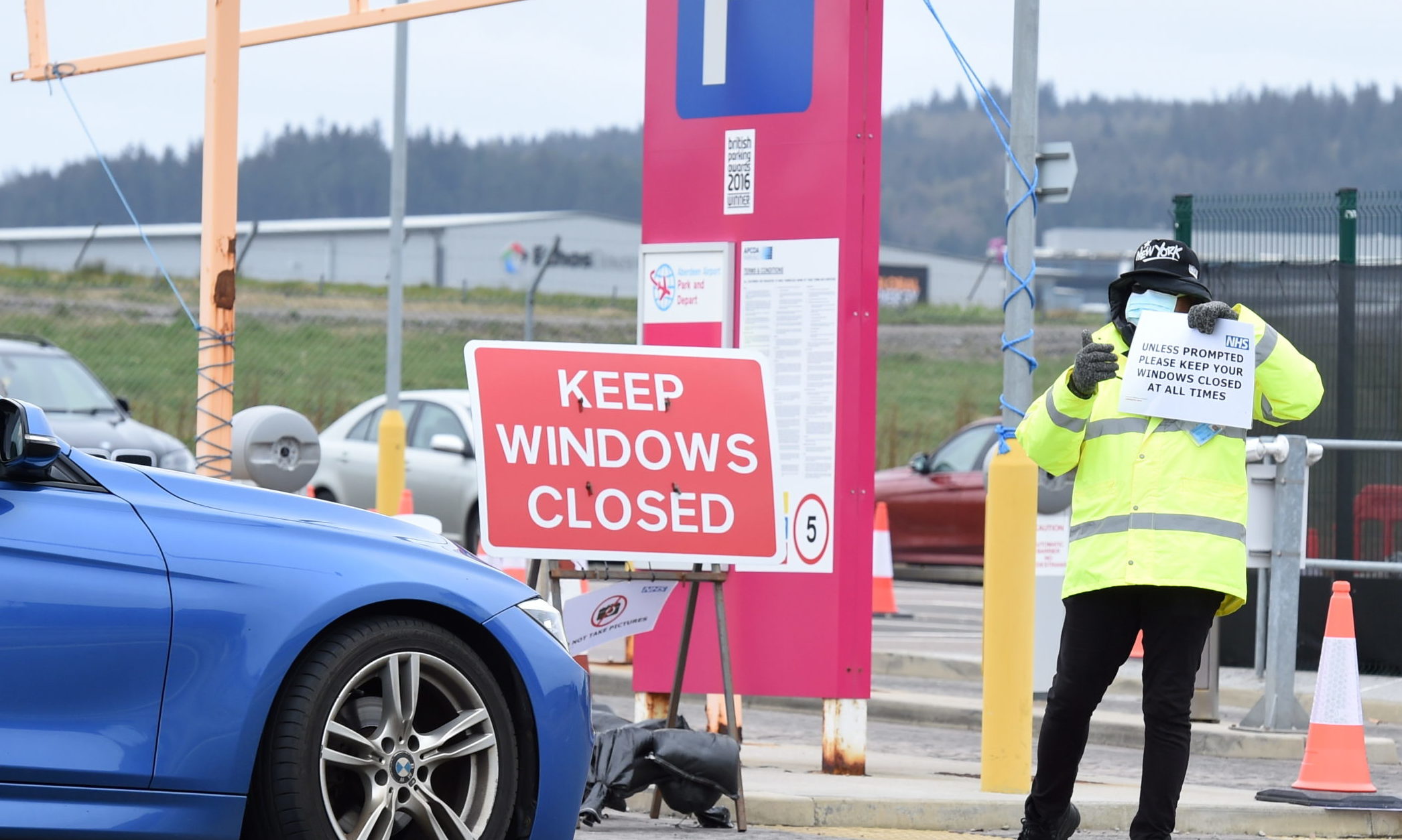 The NHS drive-through testing centre in Aberdeen. Picture by Paul Glendell