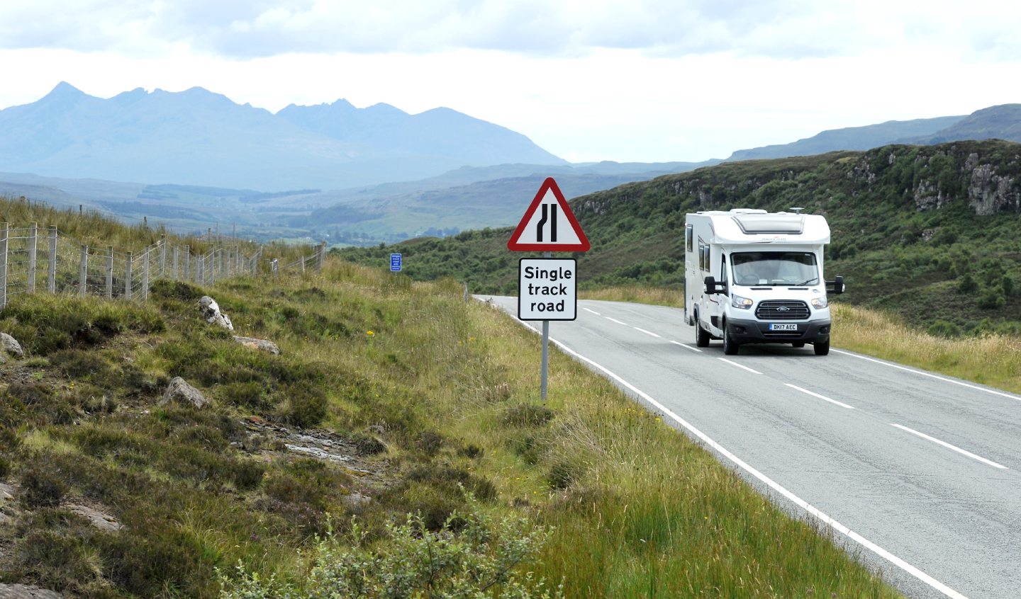 A motorhome on the  A855. Picture by Sandy McCook.