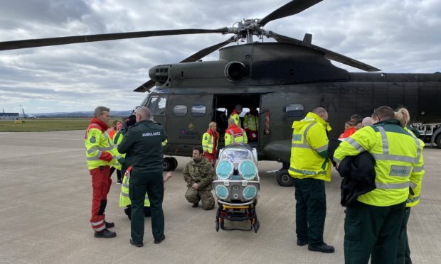 Puma crews work with medics during the trial.