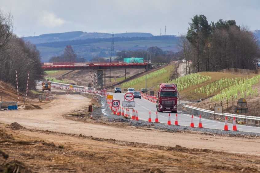 The scene near the Stanley/Bankfoot junction of the A9.