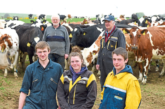 From the back are herdsman, Ron Wilson and Gordon Taylor, with his children - Scott, Gail and Craig Taylor  - at the front.

Picture by Paul Glendell