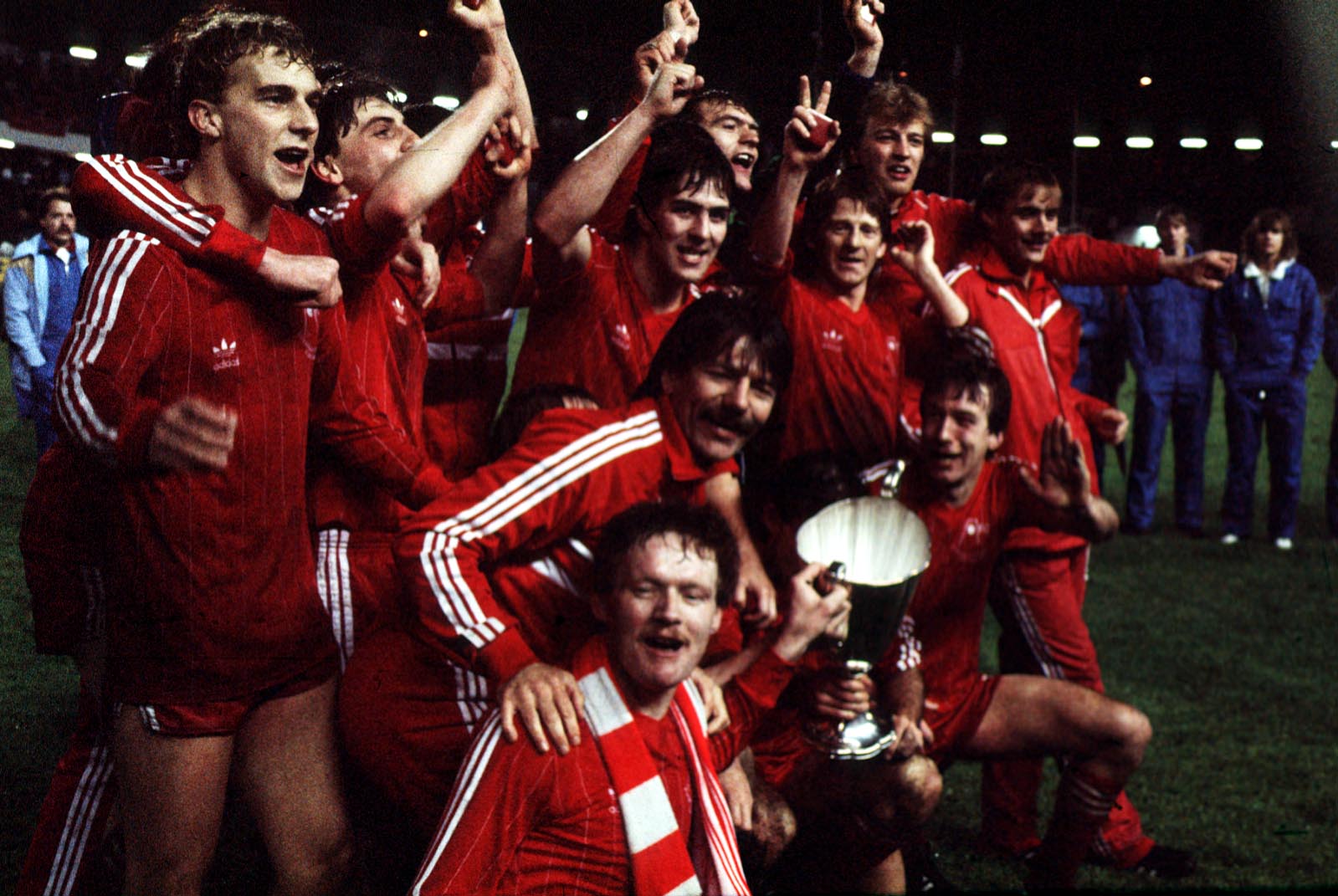 The Aberdeen team pictured with the European Cup Winners' Cup after beating Real Madrid.