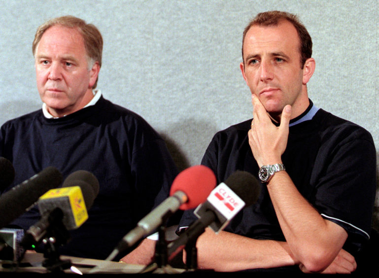 Scotland manager Craig Brown (left) with team captain Gary McAllister during a Euro 96 press conference.