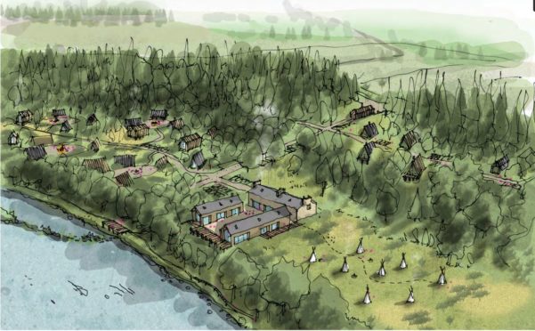 A visualisation of a woodland holiday complex on the Gloag estate near Beauly.