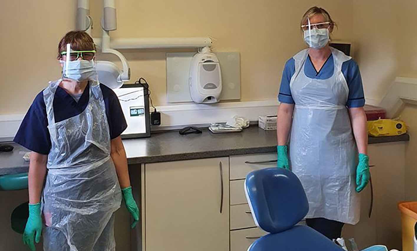 Two staff at Clyde Munro's M&S Dental Care in Fort William, which became an NHS emergency dental treatment hub during the Coronavirus lockdown.