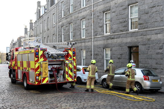 Scottish Fire and Rescue Service at the scene of a fire on Baker Street, Rosemount, Aberdeen.
Picture by Kenny Elrick