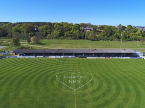 The message on the Borough Briggs pitch.