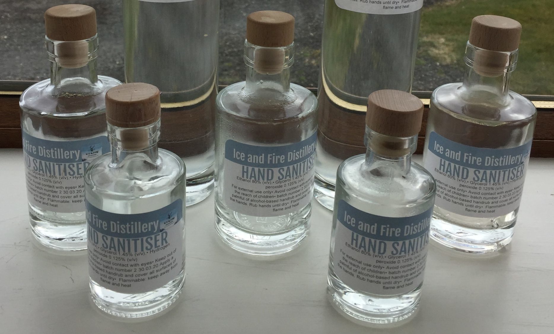 Hand sanitiser produced by Caithness gin distillery Ice and Fire, which will be distributed free of charge.