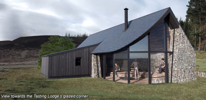 An impression of the tasting lodge and bothy.